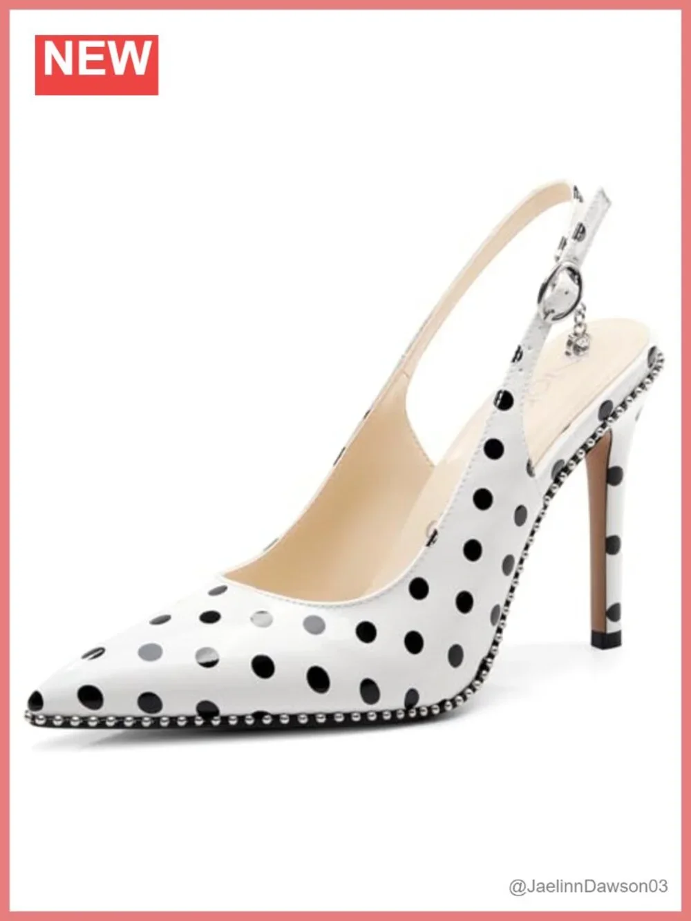 Beaded Slingback Pumps Women High Stiletto Heel Pointed Toe Slip-on Dress